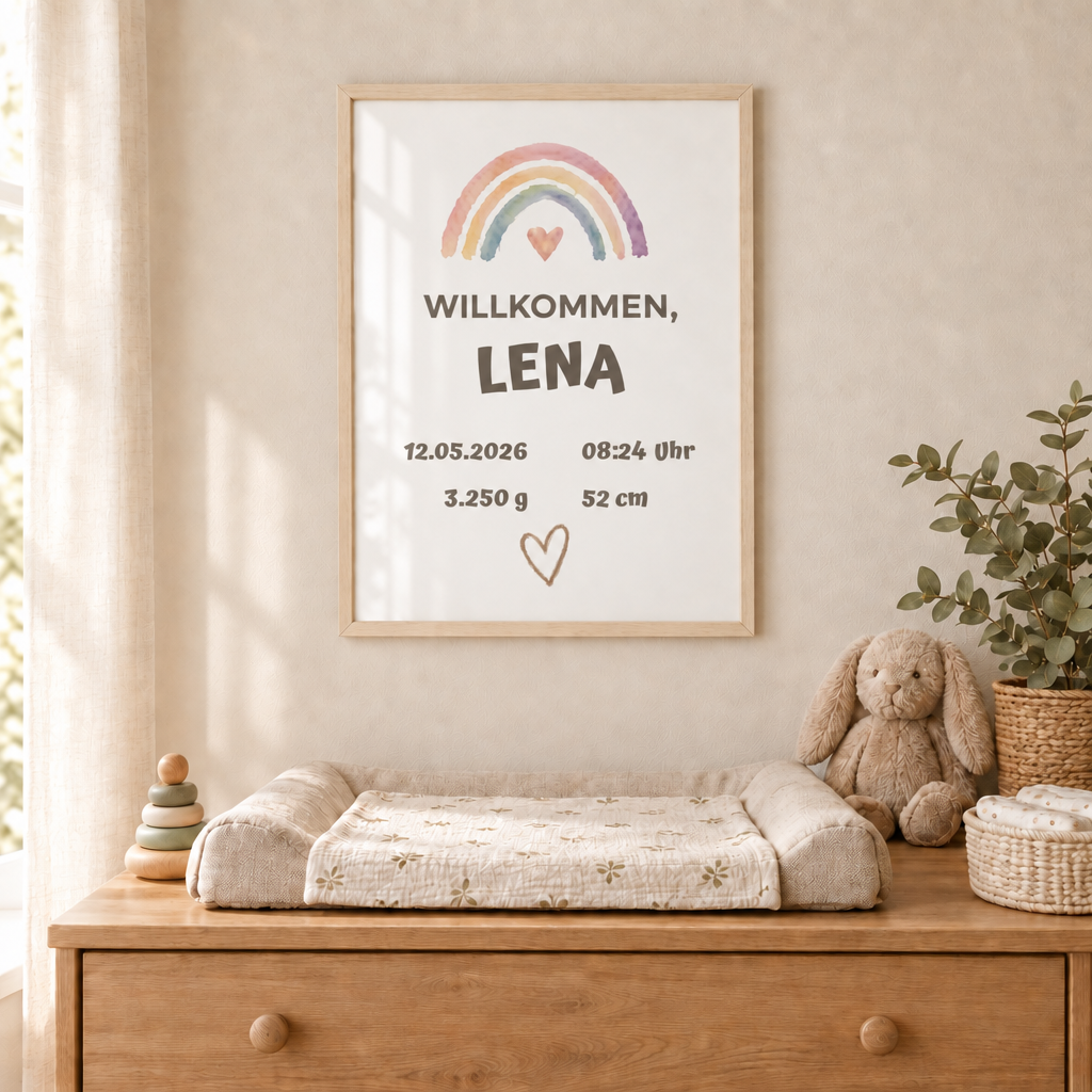 Personalisierter Geburts-Poster – Willkommen, Lena