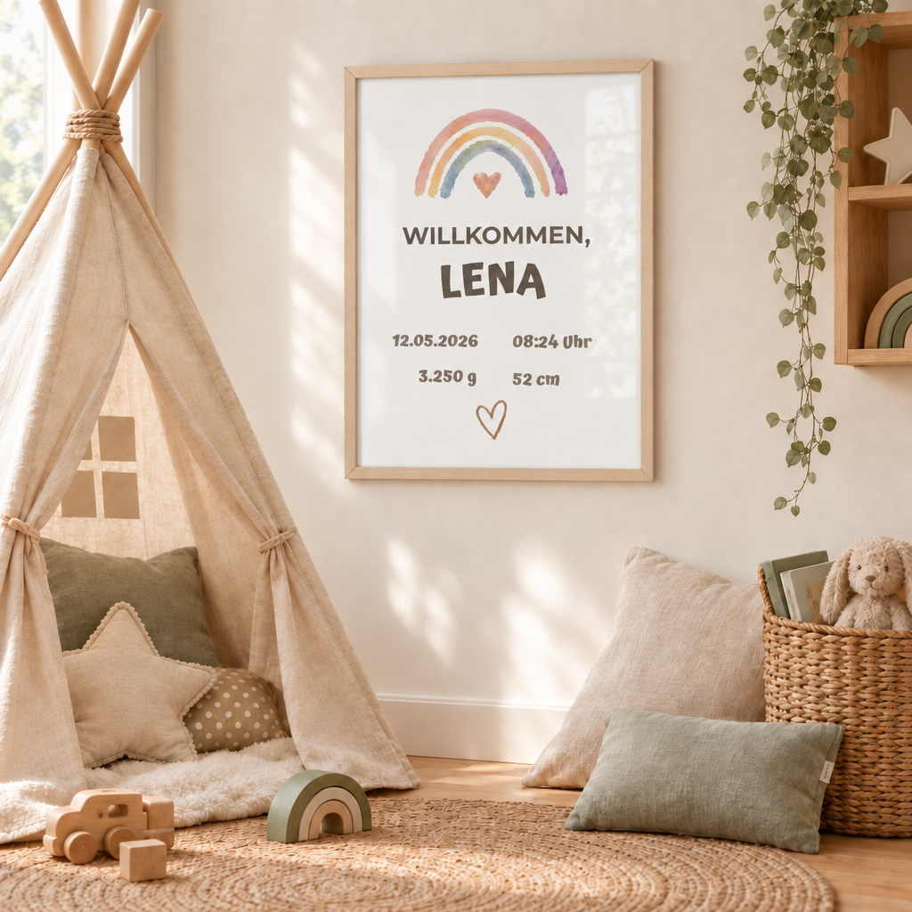 Personalisierter Geburts-Poster – Willkommen, Lena
