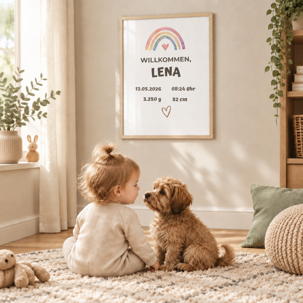 Personalisierter Geburts-Poster – Willkommen, Lena