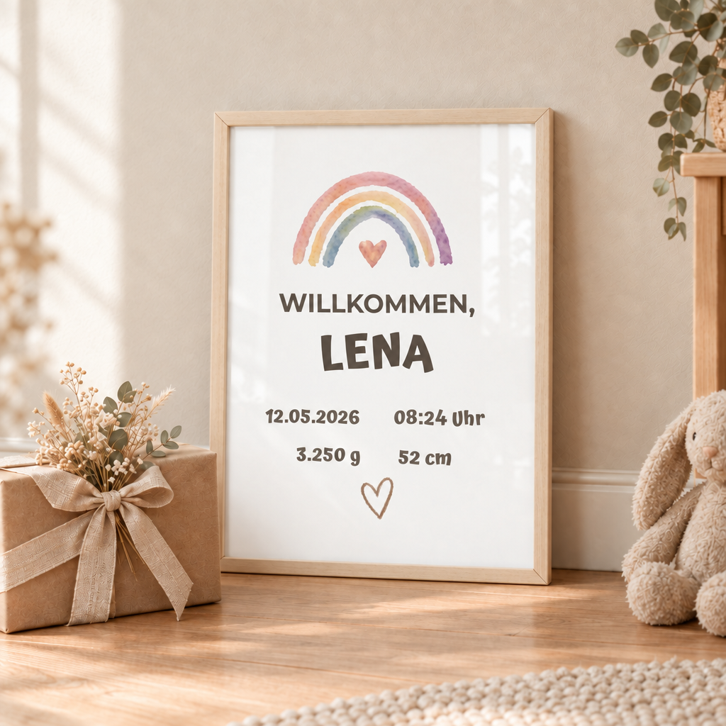 Personalisierter Geburts-Poster – Willkommen, Lena