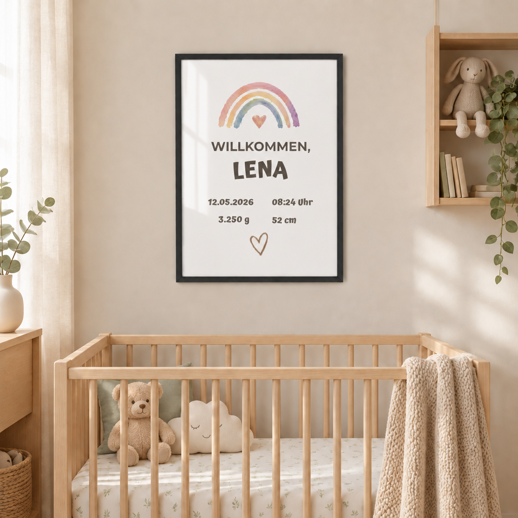 Personalisierter Geburts-Poster – Willkommen, Lena