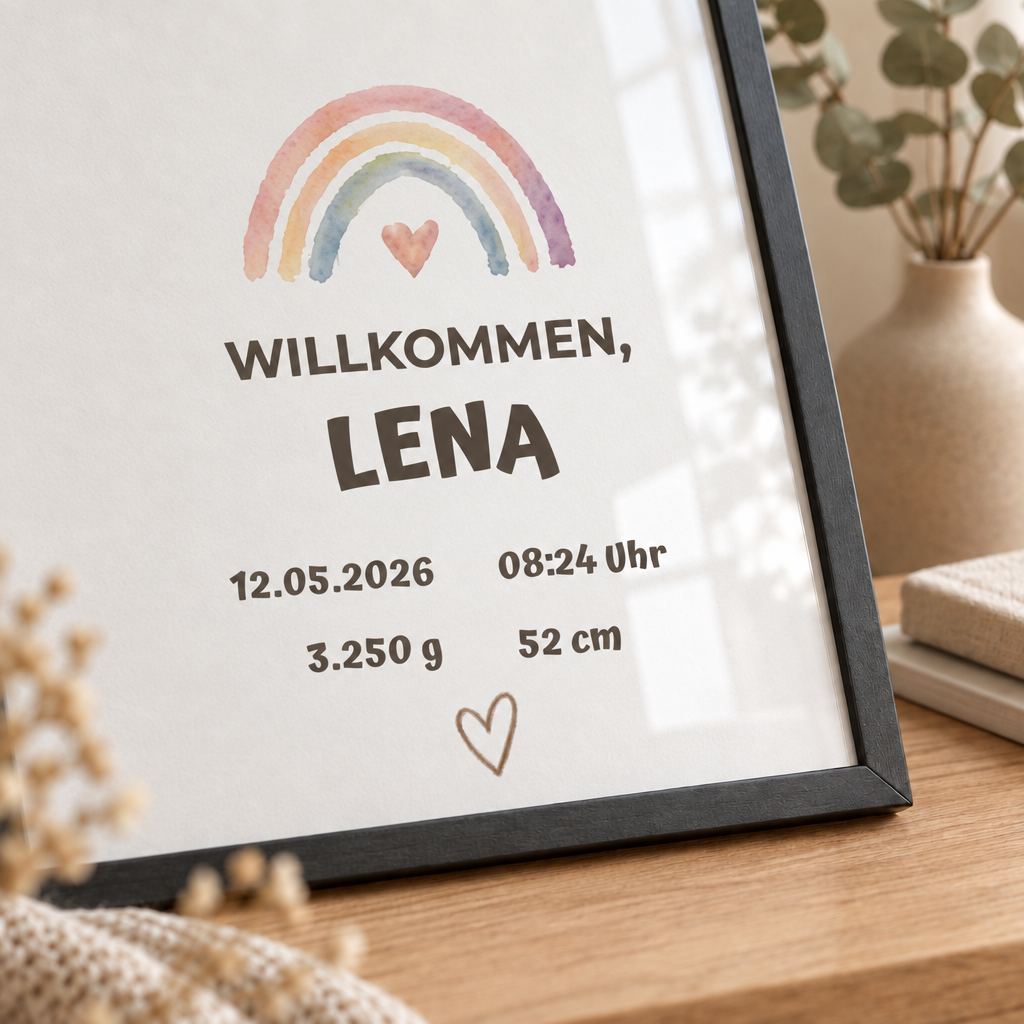 Personalisierter Geburts-Poster – Willkommen, Lena