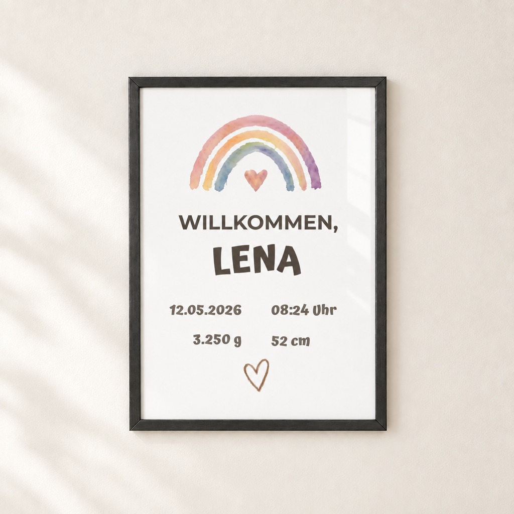 Personalisierter Geburts-Poster – Willkommen, Lena