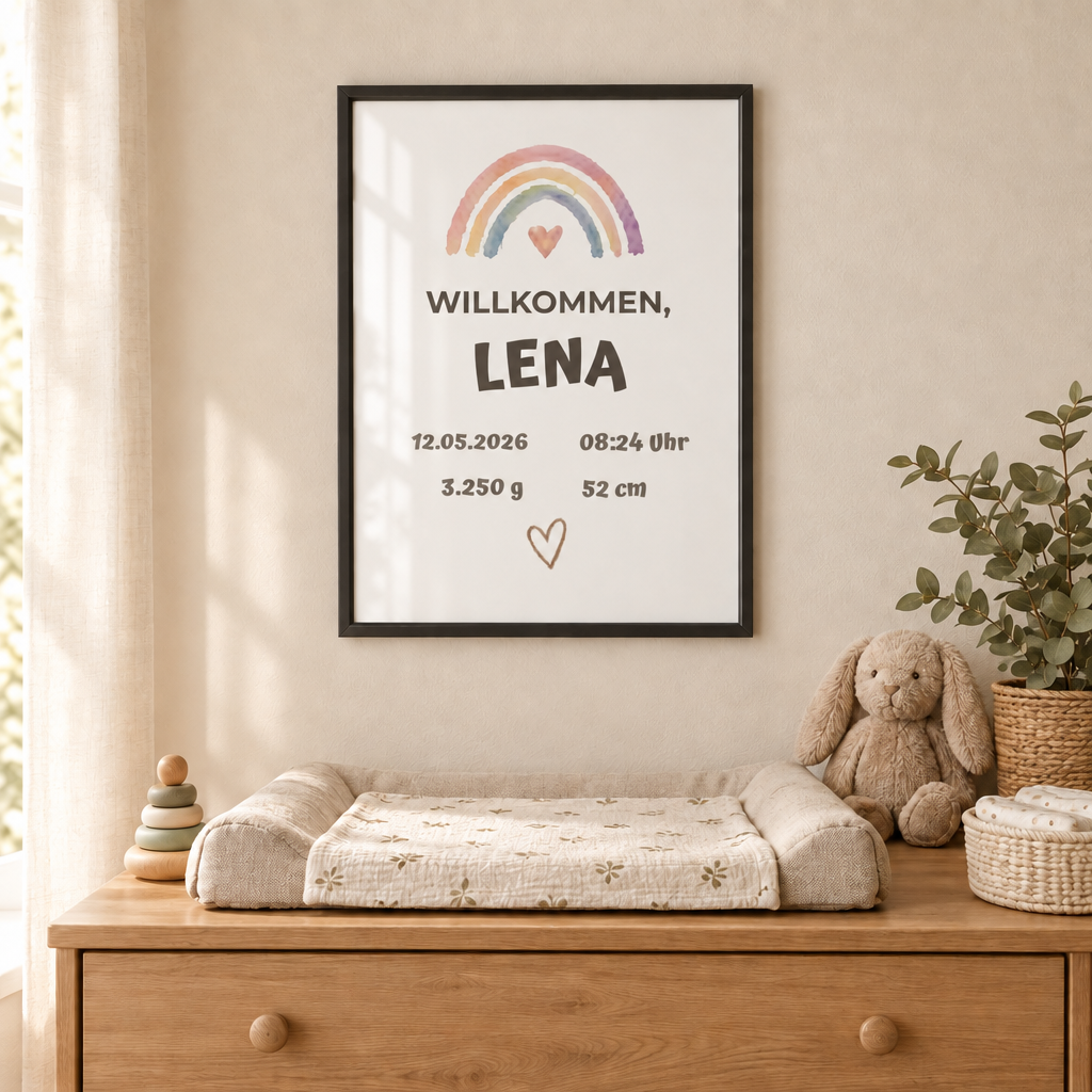 Personalisierter Geburts-Poster – Willkommen, Lena