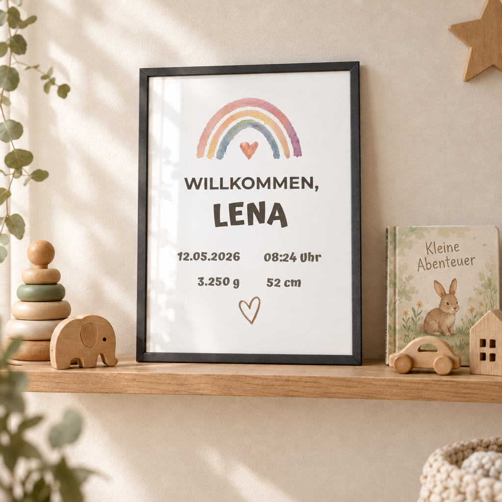 Personalisierter Geburts-Poster – Willkommen, Lena