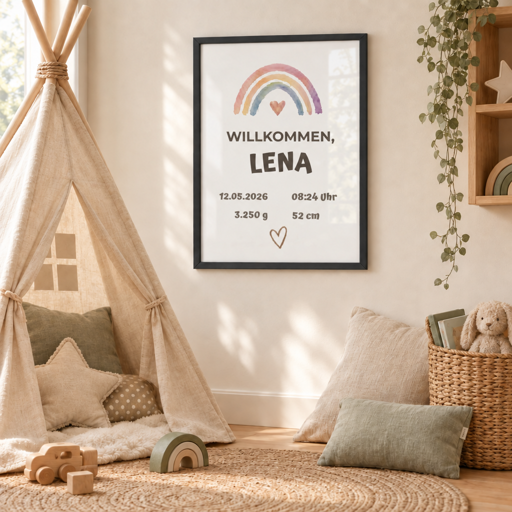 Personalisierter Geburts-Poster – Willkommen, Lena