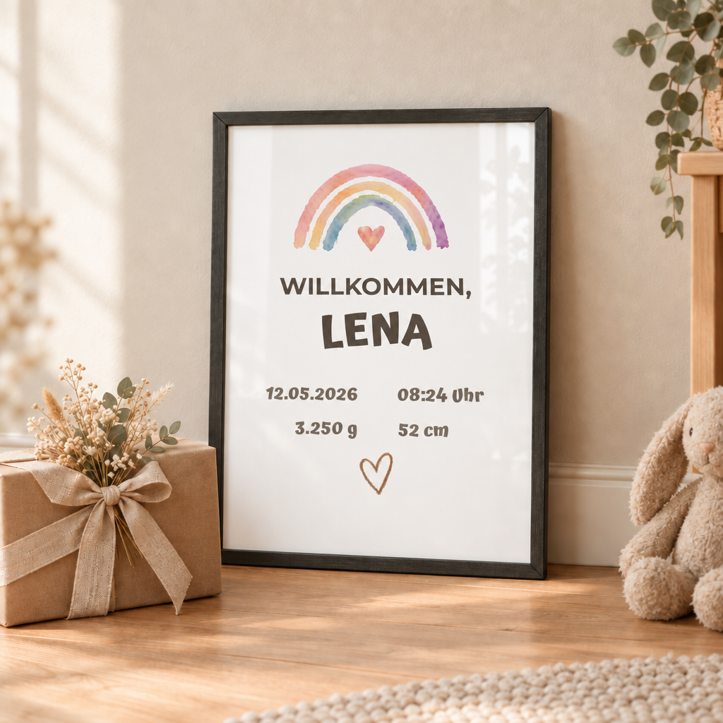 Personalisierter Geburts-Poster – Willkommen, Lena