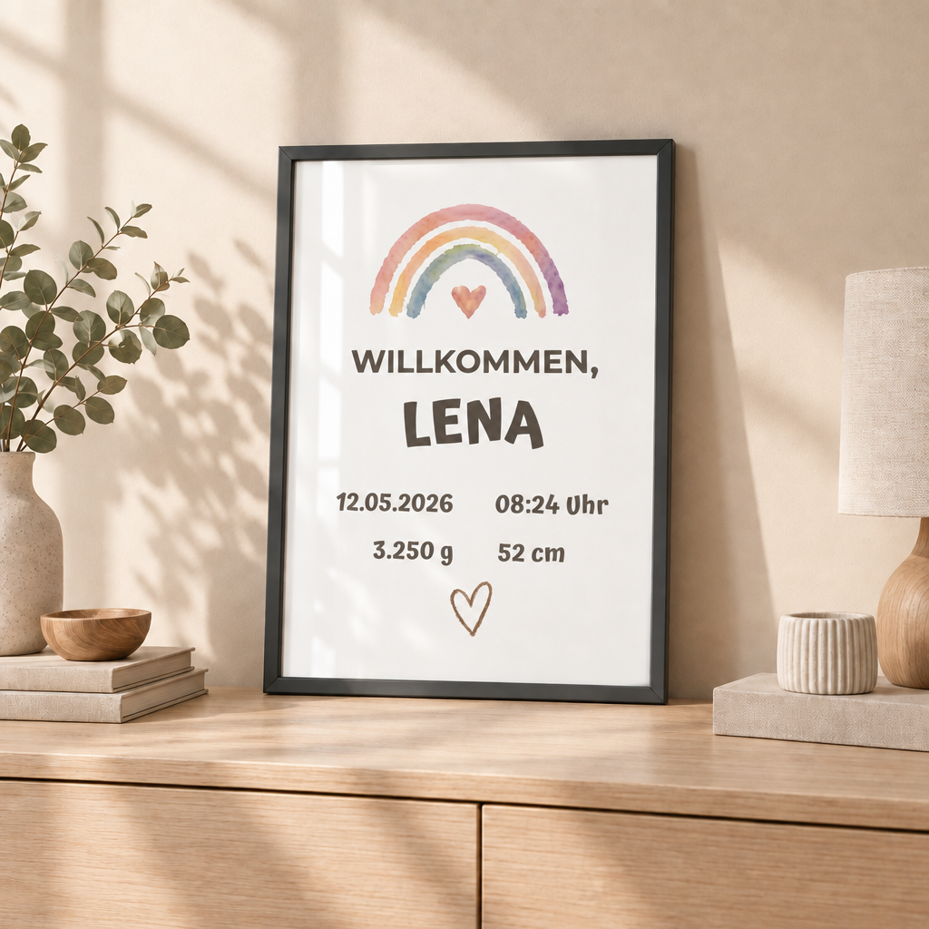 Personalisierter Geburts-Poster – Willkommen, Lena