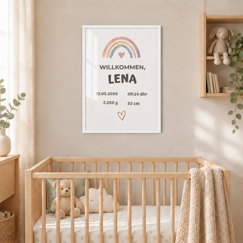 Personalisierter Geburts-Poster – Willkommen, Lena