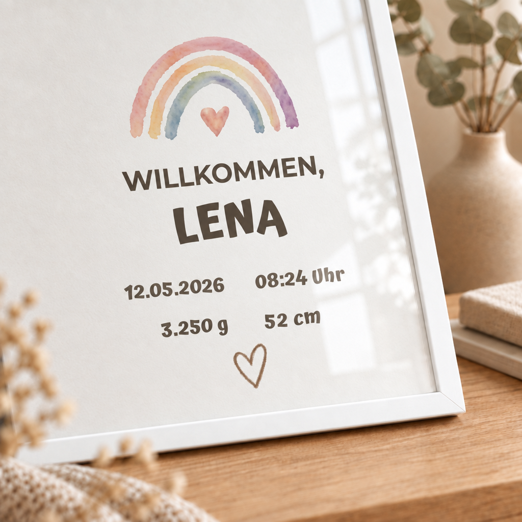 Personalisierter Geburts-Poster – Willkommen, Lena