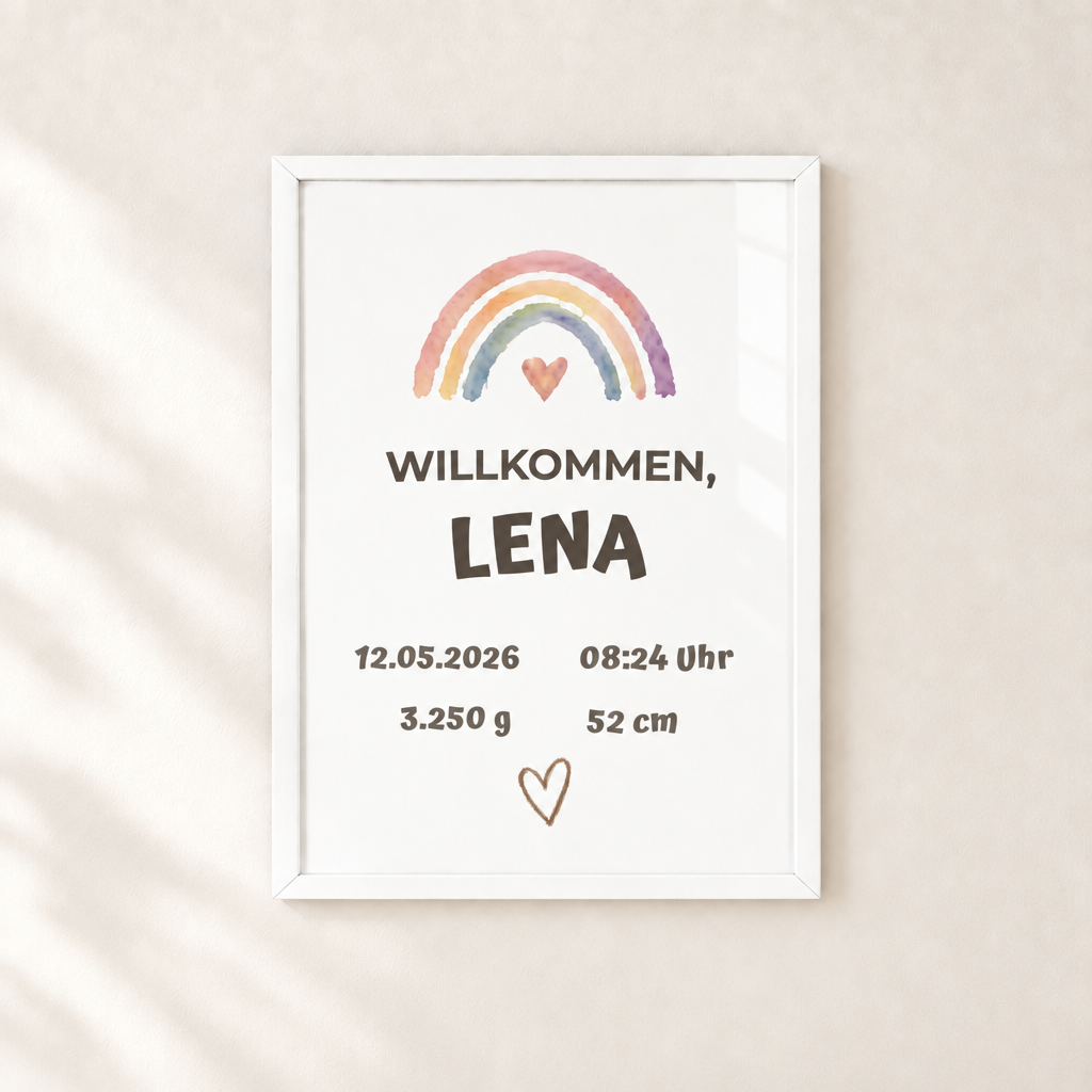 Personalisierter Geburts-Poster – Willkommen, Lena