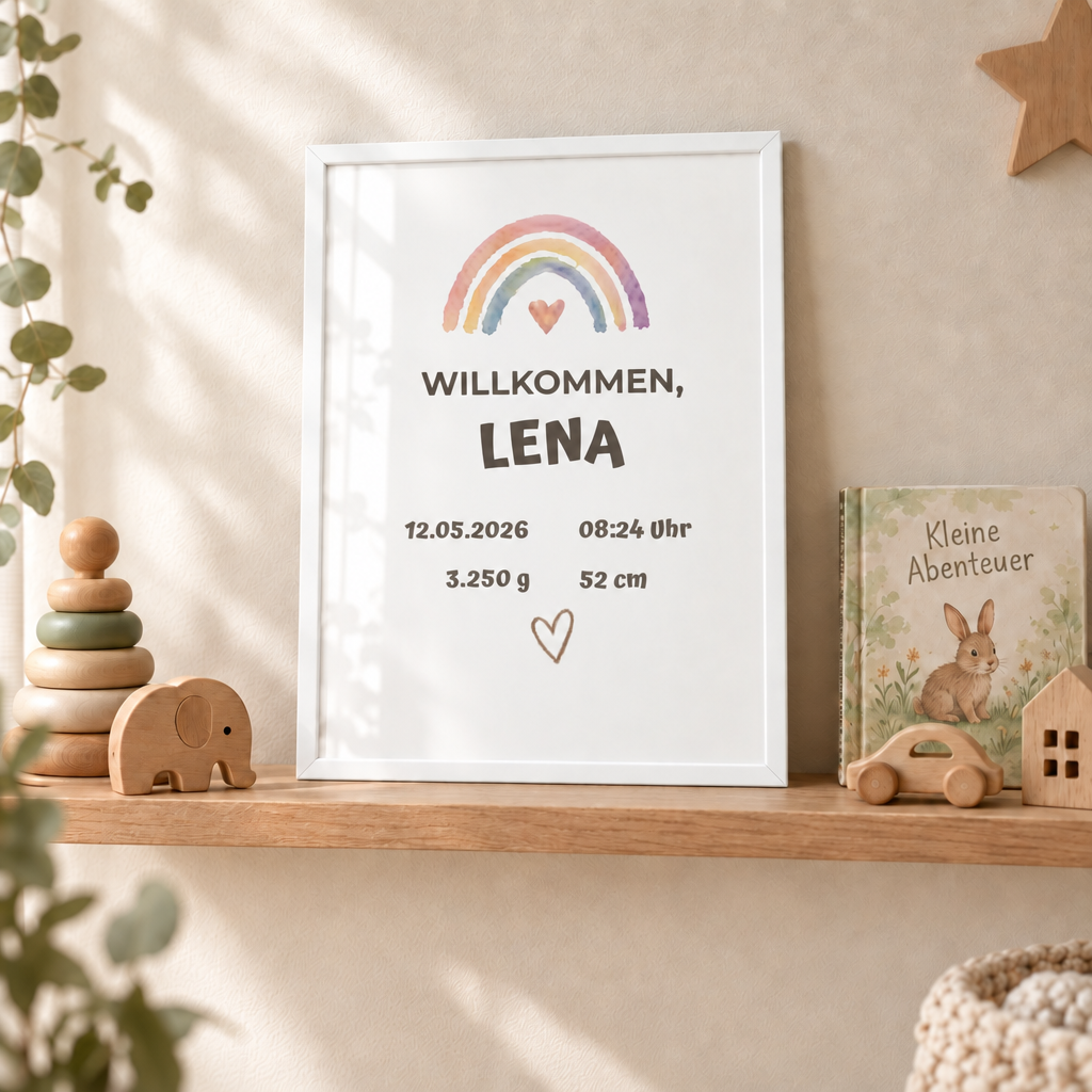 Personalisierter Geburts-Poster – Willkommen, Lena