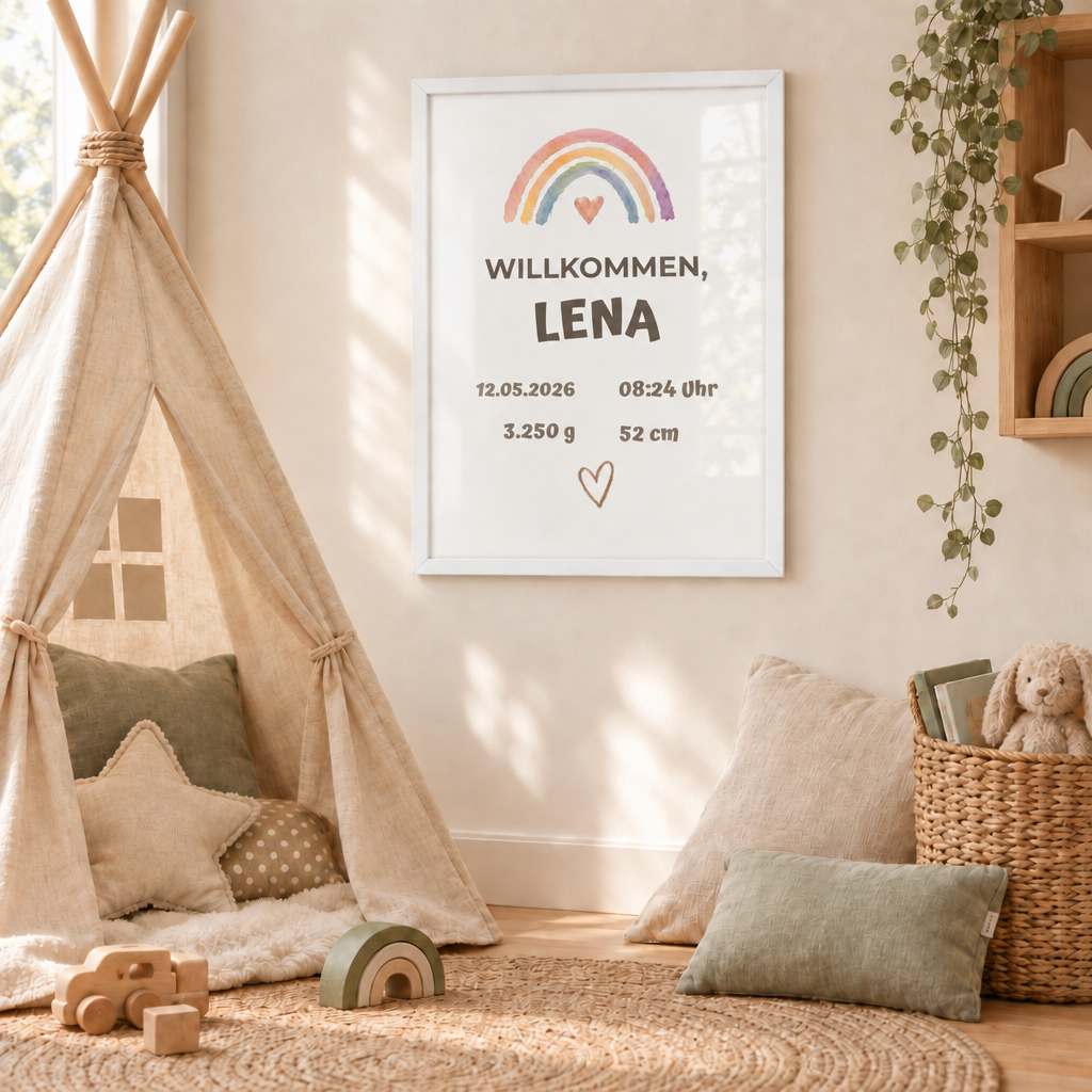 Personalisierter Geburts-Poster – Willkommen, Lena
