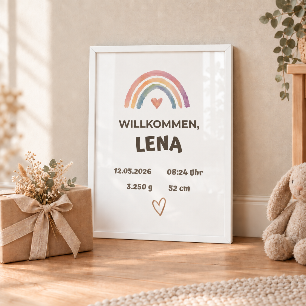 Personalisierter Geburts-Poster – Willkommen, Lena