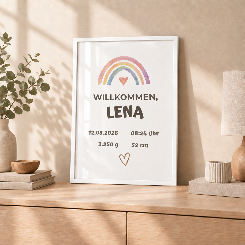 Personalisierter Geburts-Poster – Willkommen, Lena