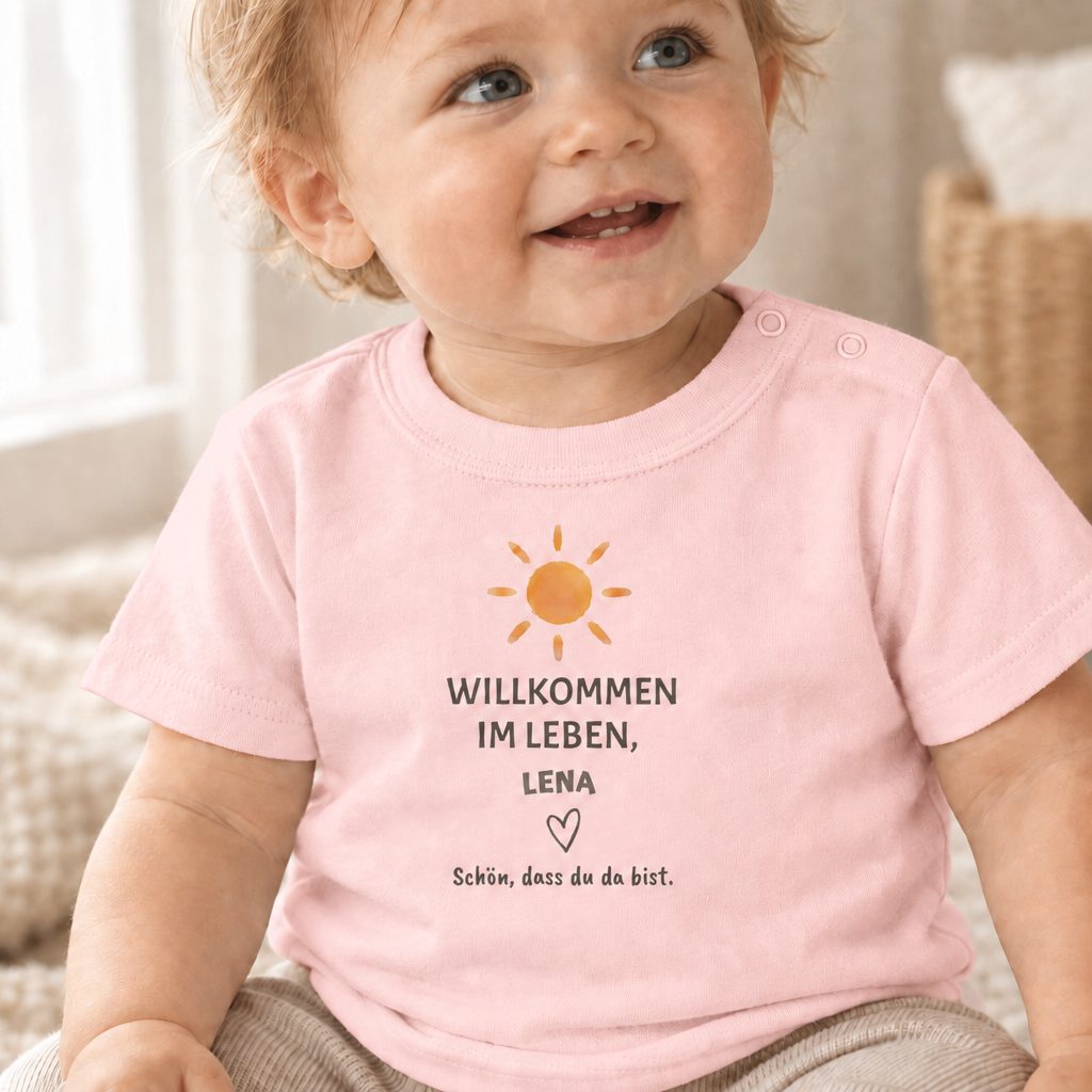 Baby T-Shirt personalisiert – Willkommen im Leben