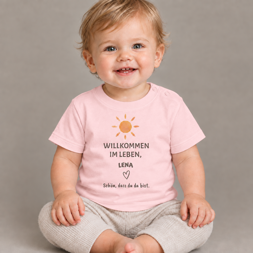 Baby T-Shirt personalisiert – Willkommen im Leben