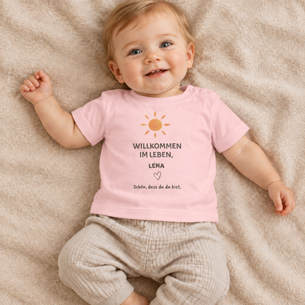 Baby T-Shirt personalisiert – Willkommen im Leben