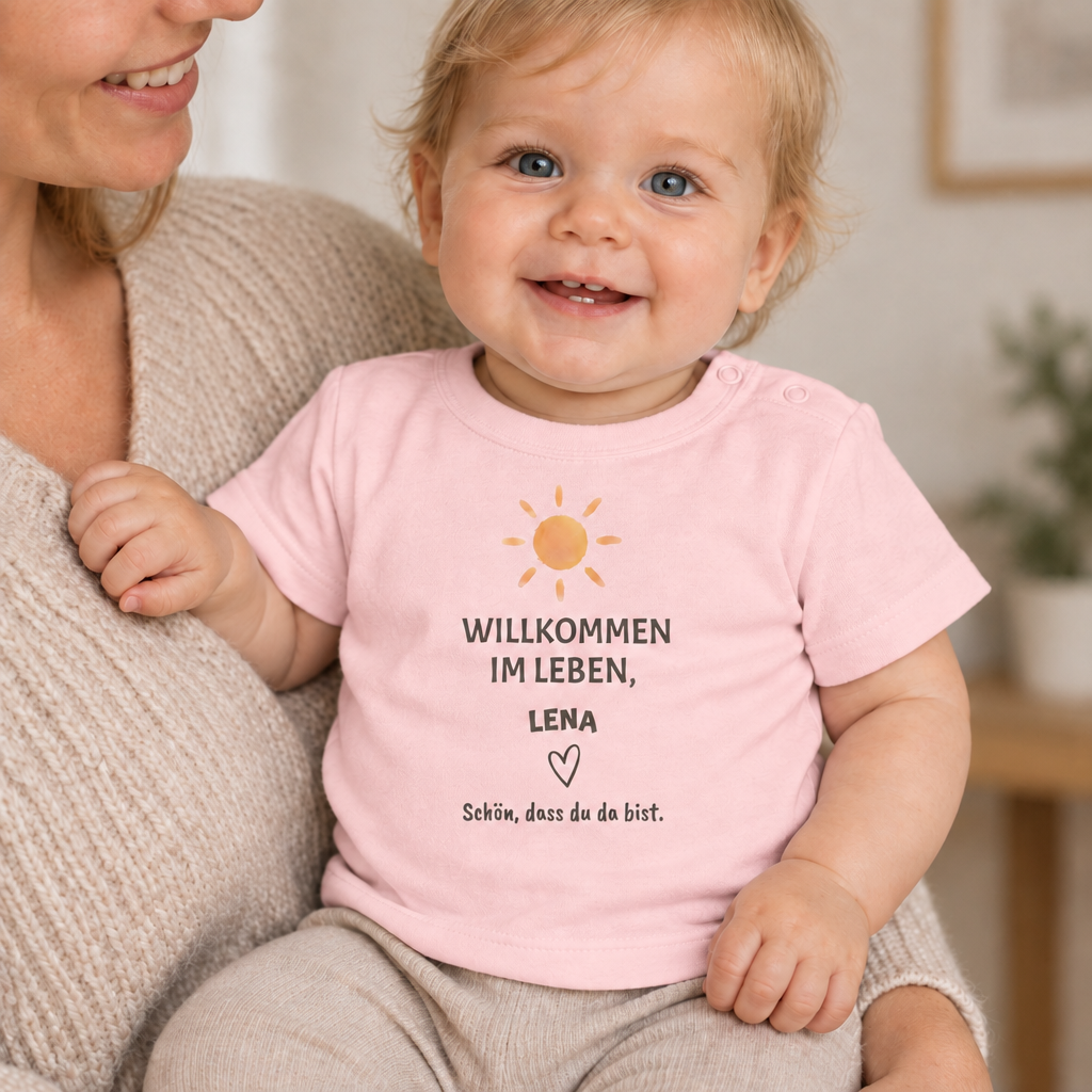 Baby T-Shirt personalisiert – Willkommen im Leben