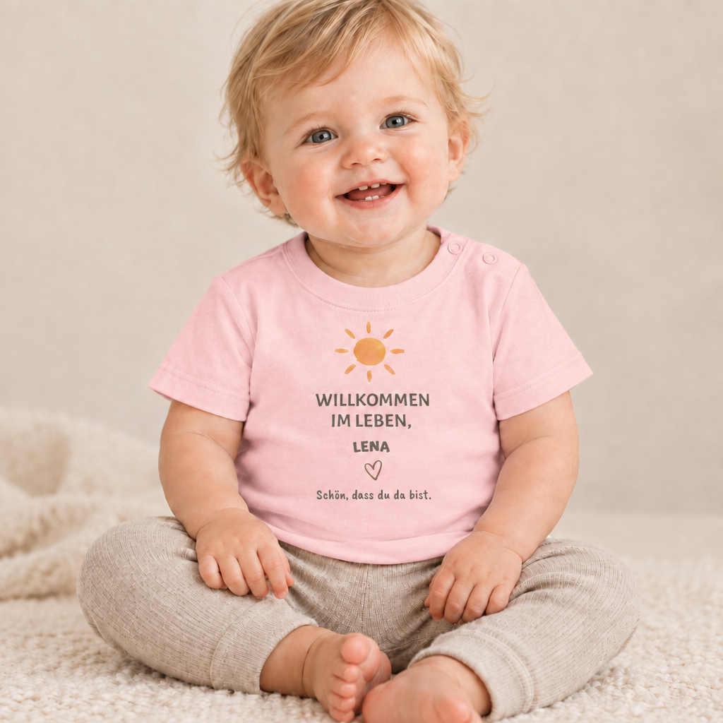 Baby T-Shirt personalisiert – Willkommen im Leben