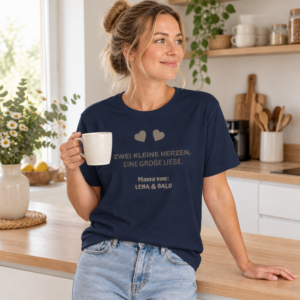 Mama Shirt personalisiert – „Zwei kleine Herzen. Eine große Liebe.“ | Cozee
